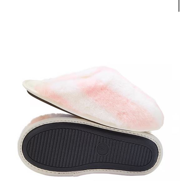 NWT Victoria's Secret Pink & White Striped Plush Robe and Slippers Set - Picture 5 of 10